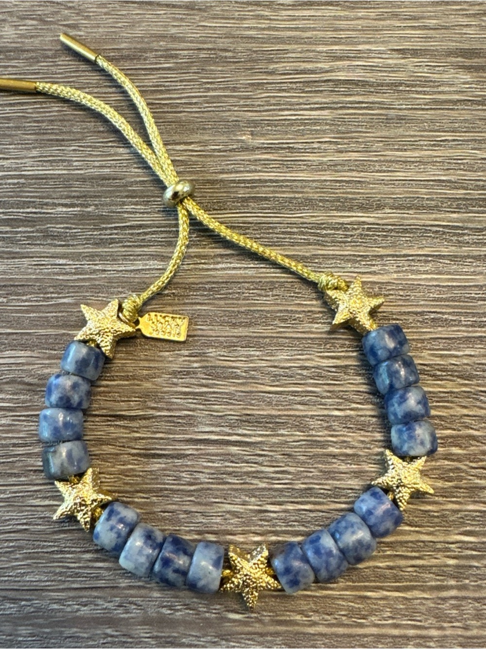 Lucky Star Jewels Blue Spot Jasper Quartz Bracelet 14KGP Made In USA